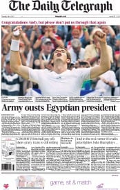 The Daily Telegraph (UK) Newspaper Front Page for 4 July 2013
