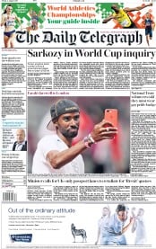 The Daily Telegraph (UK) Newspaper Front Page for 4 August 2017
