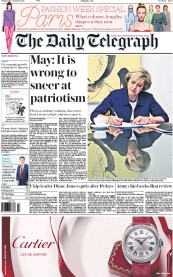 The Daily Telegraph (UK) Newspaper Front Page for 5 October 2016