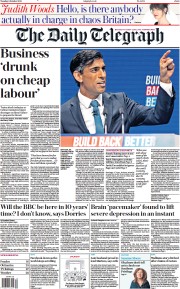 The Daily Telegraph (UK) Newspaper Front Page for 5 October 2021