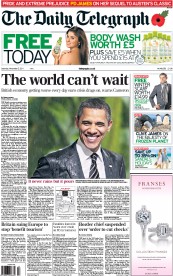 The Daily Telegraph (UK) Newspaper Front Page for 5 November 2011
