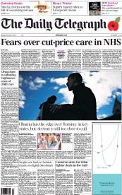 The Daily Telegraph Newspaper Front Page (UK) for 5 November 2012