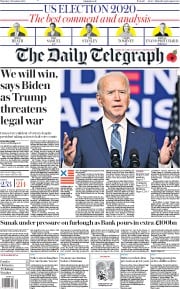 The Daily Telegraph (UK) Newspaper Front Page for 5 November 2020