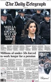 The Daily Telegraph (UK) Newspaper Front Page for 5 December 2013