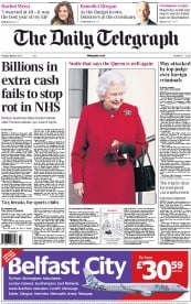 The Daily Telegraph (UK) Newspaper Front Page for 5 March 2013