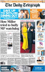 The Daily Telegraph Newspaper Front Page (UK) for 5 April 2014