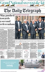 The Daily Telegraph (UK) Newspaper Front Page for 5 April 2019