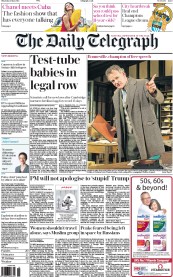 The Daily Telegraph (UK) Newspaper Front Page for 5 May 2016