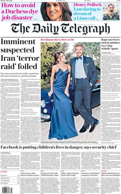 The Daily Telegraph Newspaper Front Page (UK) for 5 May 2025