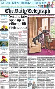 The Daily Telegraph (UK) Newspaper Front Page for 5 June 2021
