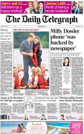 The Daily Telegraph (UK) Newspaper Front Page for 5 July 2011