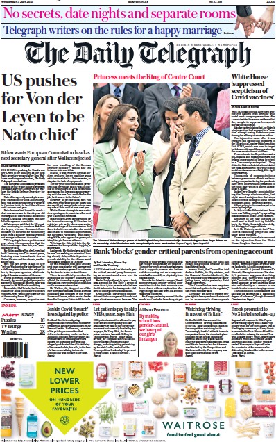 The Daily Telegraph UK Front Page For 5 July 2023 Paperboy Online 