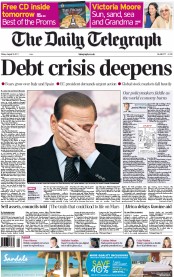 The Daily Telegraph (UK) Newspaper Front Page for 5 August 2011