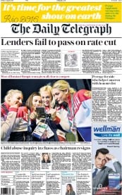 The Daily Telegraph (UK) Newspaper Front Page for 5 August 2016
