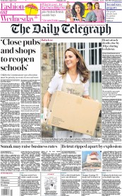 The Daily Telegraph (UK) Newspaper Front Page for 5 August 2020