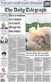 The Daily Telegraph front page for 5 August 2022