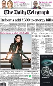The Daily Telegraph Newspaper Front Page (UK) for 5 September 2011