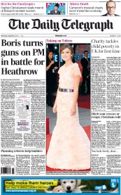 The Daily Telegraph (UK) Newspaper Front Page for 5 September 2012