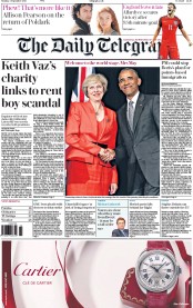The Daily Telegraph (UK) Newspaper Front Page for 5 September 2016