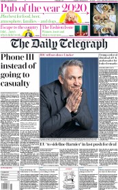 The Daily Telegraph (UK) Newspaper Front Page for 5 September 2020