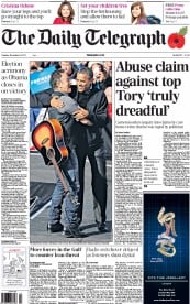 The Daily Telegraph (UK) Newspaper Front Page for 6 November 2012