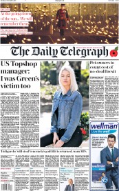 The Daily Telegraph (UK) Newspaper Front Page for 6 November 2018