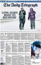The Daily Telegraph Newspaper Front Page (UK) for 6 December 2012