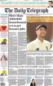 The Daily Telegraph (UK) Newspaper Front Page for 6 December 2021