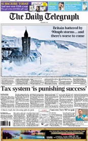 The Daily Telegraph (UK) Newspaper Front Page for 6 February 2014