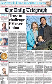 The Daily Telegraph (UK) Newspaper Front Page for 6 February 2023