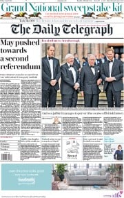 The Daily Telegraph (UK) Newspaper Front Page for 6 April 2019