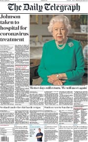 The Daily Telegraph (UK) Newspaper Front Page for 6 April 2020