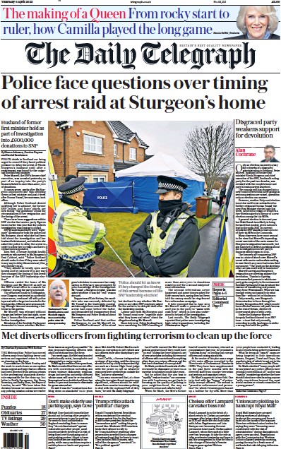 The Daily Telegraph Newspaper Front Page (UK) for 6 April 2023