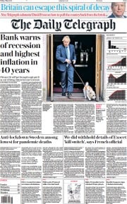 The Daily Telegraph front page for 6 May 2022