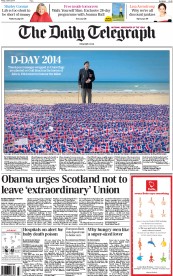 The Daily Telegraph Newspaper Front Page (UK) for 6 June 2014