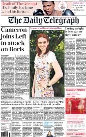 The Daily Telegraph (UK) Newspaper Front Page for 6 June 2016