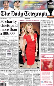 The Daily Telegraph (UK) Newspaper Front Page for 6 August 2013