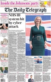 The Daily Telegraph front page for 6 August 2022
