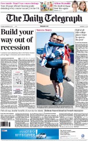 The Daily Telegraph (UK) Newspaper Front Page for 6 September 2012