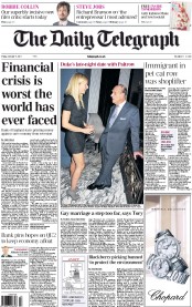 The Daily Telegraph (UK) Newspaper Front Page for 7 October 2011