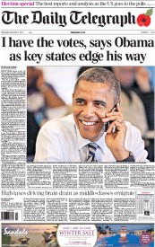 The Daily Telegraph (UK) Newspaper Front Page for 7 November 2012