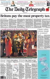The Daily Telegraph (UK) Newspaper Front Page for 7 November 2013