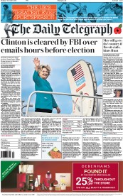 The Daily Telegraph (UK) Newspaper Front Page for 7 November 2016