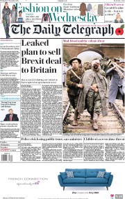 The Daily Telegraph (UK) Newspaper Front Page for 7 November 2018