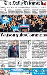 The Daily Telegraph (UK) Newspaper Front Page for 7 November 2019