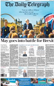 The Daily Telegraph (UK) Newspaper Front Page for 7 December 2016