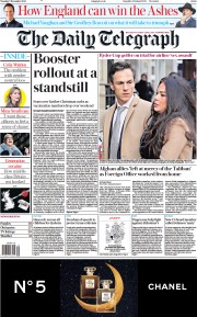 The Daily Telegraph (UK) Newspaper Front Page for 7 December 2021