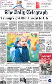 The Daily Telegraph (UK) Newspaper Front Page for 7 January 2016