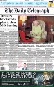 The Daily Telegraph (UK) Newspaper Front Page for 7 February 2022