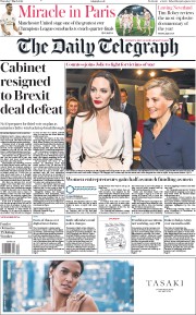 The Daily Telegraph (UK) Newspaper Front Page for 7 March 2019